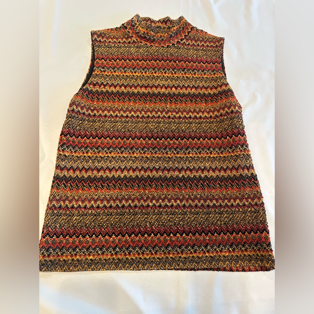 G-Wheels Multicolor Zigzag Knit Sleeveless Turtleneck Size XL